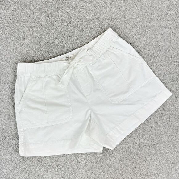 Ann Taylor Loft Cotton Canvas Chino Shorts White Size 4 - Picture 1 of 9